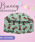 Bunny Breakdown - Scrub Cap - rae & grace - Euro - Matching Top