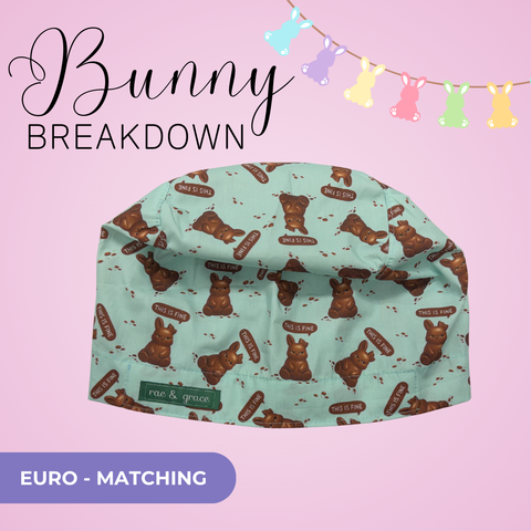 Bunny Breakdown - Scrub Cap - rae & grace - Euro - Matching Top