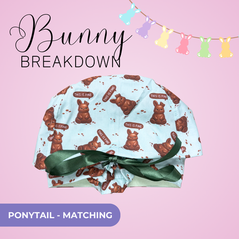 Bunny Breakdown - Scrub Cap - rae & grace - Ponytail - Matching Top