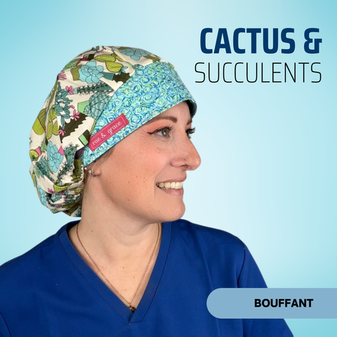 Cactus & Succulents - Scrub Cap - rae & grace - Bouffant