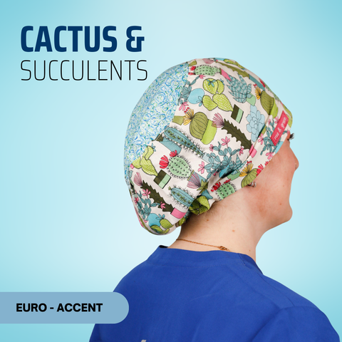 Cactus & Succulents - Scrub Cap - rae & grace - Euro - Accent Top