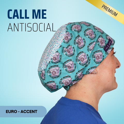 Call Me Antisocial - Scrub Cap - rae & grace - Euro - Accent Top