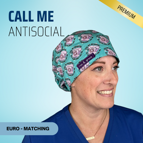 Call Me Antisocial - Scrub Cap - rae & grace - Euro - Matching Top