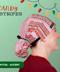 Candy Stripes - Scrub Cap - rae & grace - Ponytail - Accent Top