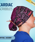 Cardiac Scribbles - Pink - Scrub Cap - rae & grace - Ponytail - Accent Top