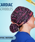 Cardiac Scribbles - Pink - Scrub Cap - rae & grace - Ponytail - Matching Top
