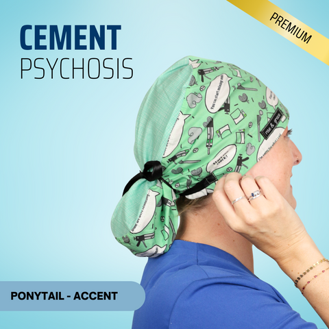 Cement Psychosis - Scrub Cap - rae & grace - Ponytail - Accent Top