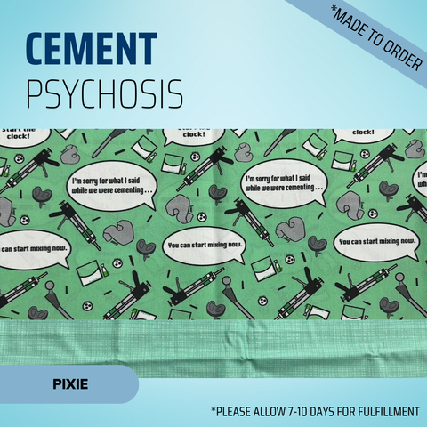 Cement Psychosis - Scrub Cap - rae & grace - Pixie - Made to order Please allow 7-10 days for fulfillment.