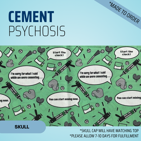 Cement Psychosis - Scrub Cap - rae & grace - Skull Cap - Made to order Please allow 7-10 days for fulfillment.