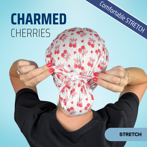 Charmed Cherries - Scrub Cap - rae & grace - Skull Cap - *Made to order