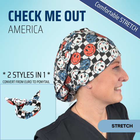 Check Me Out America - Scrub Cap - rae & grace - Stretch
