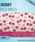 Cherry Disco Balls - Scrub Cap - rae & grace - Pixie - Made to order Please allow 7-10 days for fulfillment.