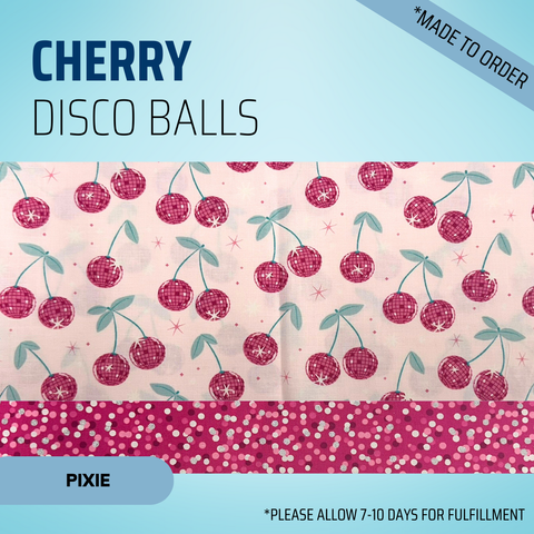 Cherry Disco Balls - Scrub Cap - rae & grace - Pixie - Made to order Please allow 7-10 days for fulfillment.