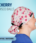 Cherry Disco Balls - Scrub Cap - rae & grace - Ponytail - Matching Top