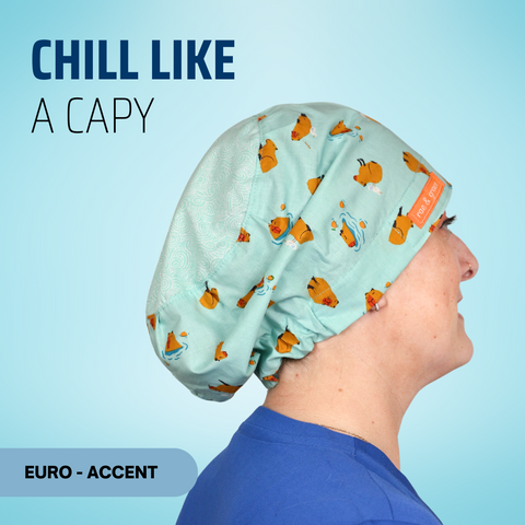 Chill Like a Capy  - Scrub Cap - rae & grace - Euro - Accent Top