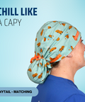Chill Like a Capy  - Scrub Cap - rae & grace - Ponytail - Matching Top