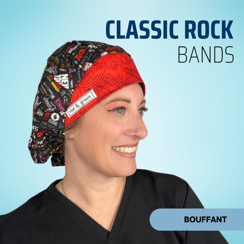Classic Rock Bands - Scrub Cap - rae & grace - Bouffant