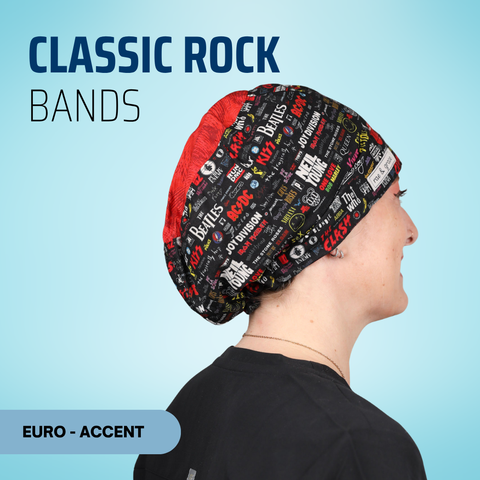 Classic Rock Bands - Scrub Cap - rae & grace - Euro - Accent Top