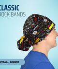 Classic Rock Bands - Scrub Cap - rae & grace - Ponytail - Accent Top