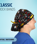 Classic Rock Bands - Scrub Cap - rae & grace - Ponytail - Matching Top
