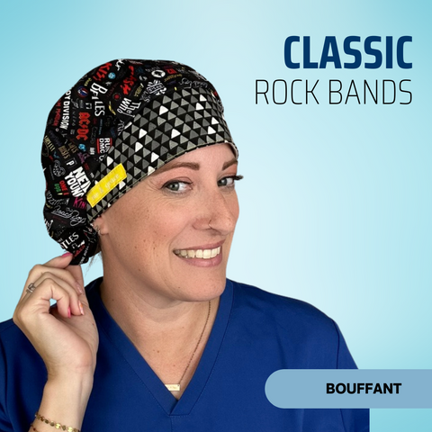 Classic Rock Bands - Scrub Cap - rae & grace - Bouffant