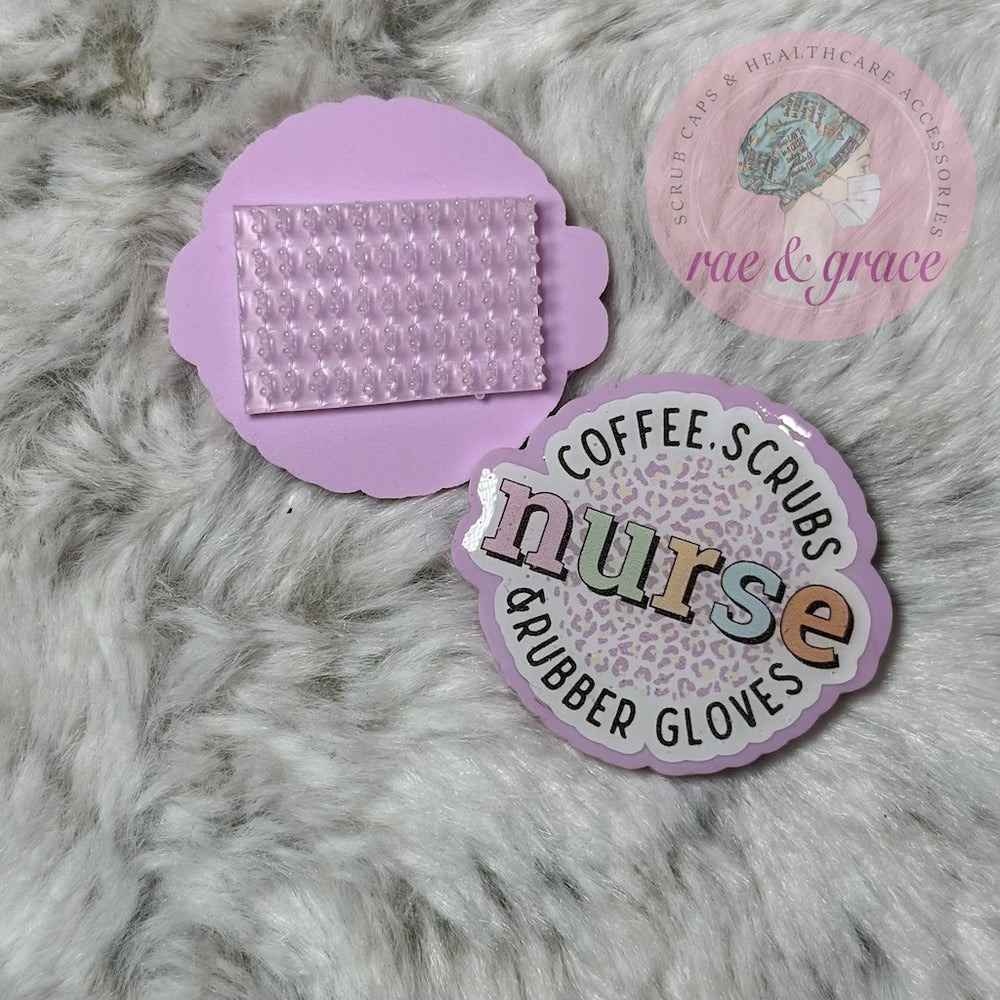 
            
                Load image into Gallery viewer, Coffee Scrubs &amp;amp; Rubber Gloves Nurse - Pastel Background - Badge Reel
            
        