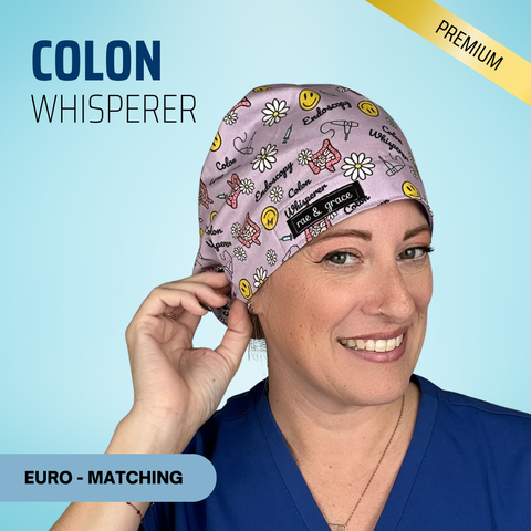 Colon Whisperer - Scrub Cap - rae & grace - Euro - Matching Top