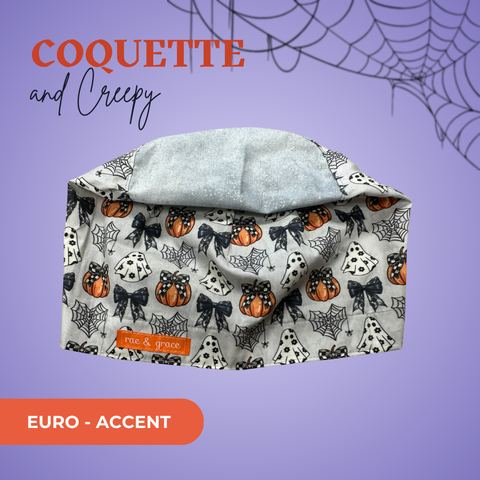 Coquette And Creepy - Scrub Cap - rae & grace - Euro - Accent Top