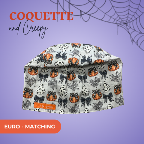 Coquette And Creepy - Scrub Cap - rae & grace - Euro - Matching Top