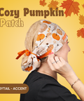 Cozy Pumpkin Patch - Scrub Cap - rae & grace - Ponytail - Accent Top