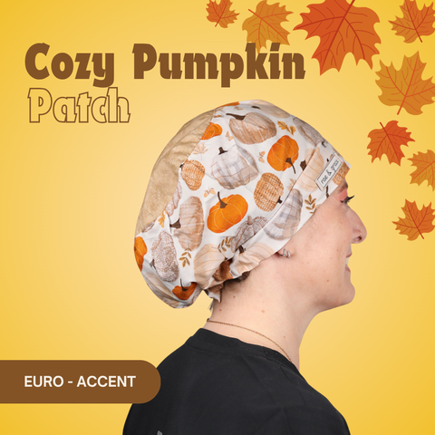 Cozy Pumpkin Patch - Scrub Cap - rae & grace - Euro - Accent Top