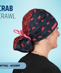 Crab Crawl - Scrub Cap - rae & grace - Ponytail - Accent Top