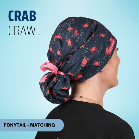 Crab Crawl - Scrub Cap - rae & grace - Ponytail - Matching Top