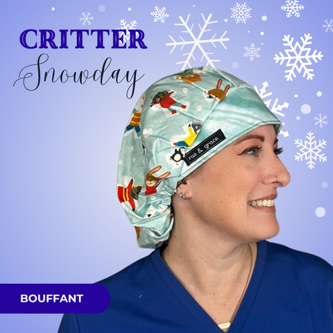 Critter Snow Day - Scrub Cap - rae & grace - Bouffant