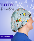 Critter Snow Day - Scrub Cap - rae & grace - Euro - Accent Top