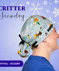 Critter Snow Day - Scrub Cap - rae & grace - Ponytail - Accent Top