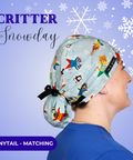 Critter Snow Day - Scrub Cap - rae & grace - Ponytail - Matching Top