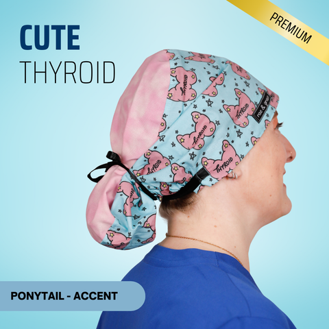 Cute Thyroid - Scrub Cap - rae & grace - Ponytail - Accent Top