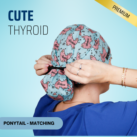 Cute Thyroid - Scrub Cap - rae & grace - Ponytail - Matching Top