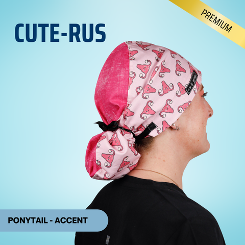 Cute-Rus - Scrub Cap - rae & grace - Ponytail - Accent Top