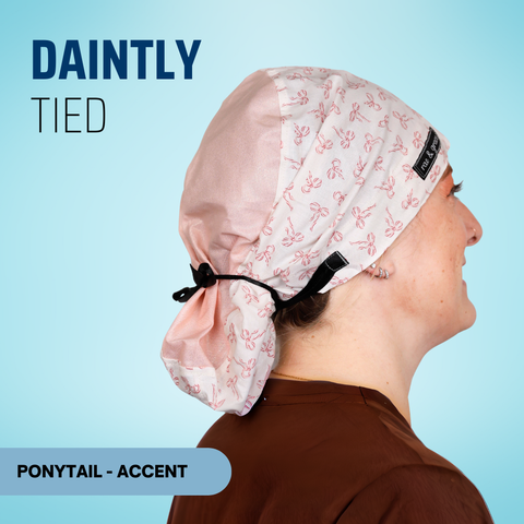 Daintly Tied - Scrub Cap - rae & grace - Ponytail - Accent Top