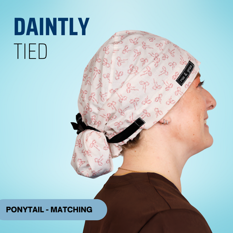 Daintly Tied - Scrub Cap - rae & grace - Ponytail - Matching Top