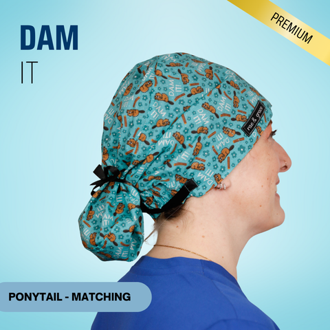 Dam It - Scrub Cap - rae & grace - Ponytail - Matching Top