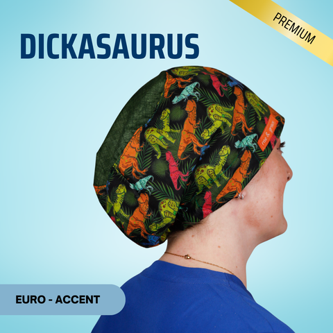Dick-A-Saurus - Scrub Cap - rae & grace - Euro - Accent Top
