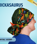 Dick-A-Saurus - Scrub Cap - rae & grace - Ponytail - Accent Top