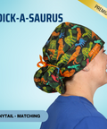 Dick-A-Saurus - Scrub Cap - rae & grace - Ponytail - Matching Top