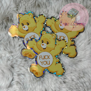 
            
                Load image into Gallery viewer, Fuck You - Don&amp;#39;t Care Bear - Glitter Sticker
            
        