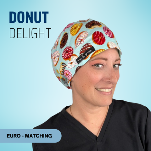 Donut Delight - Scrub Cap - rae & grace - Euro - Matching Top