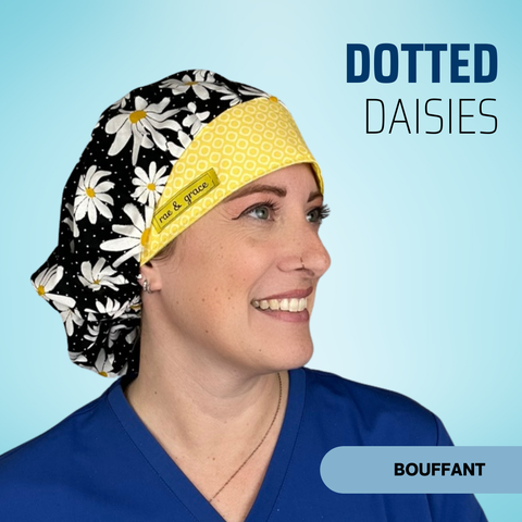 Dotted Daisies - Scrub Cap - rae & grace - Bouffant