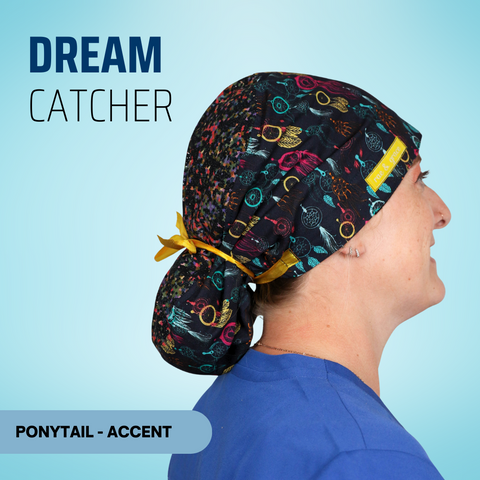 Dream Catcher - Scrub Cap - rae & grace - Ponytail - Accent Top